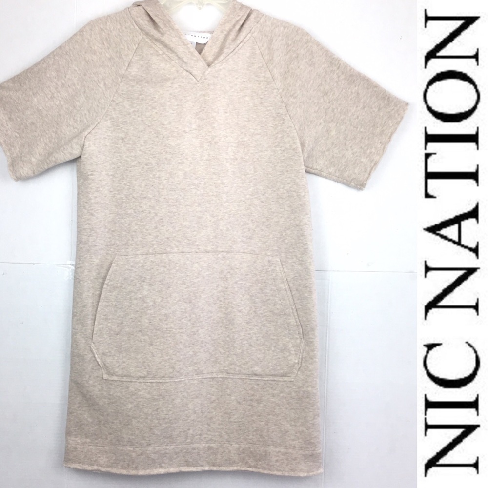 NIC NATION Raw Edges Hoodie Sweatshirt-Dress Size XS